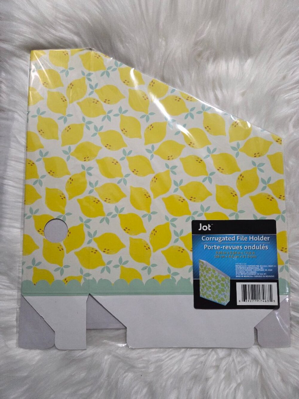 Jot Lemon Print Corrugated File Holder